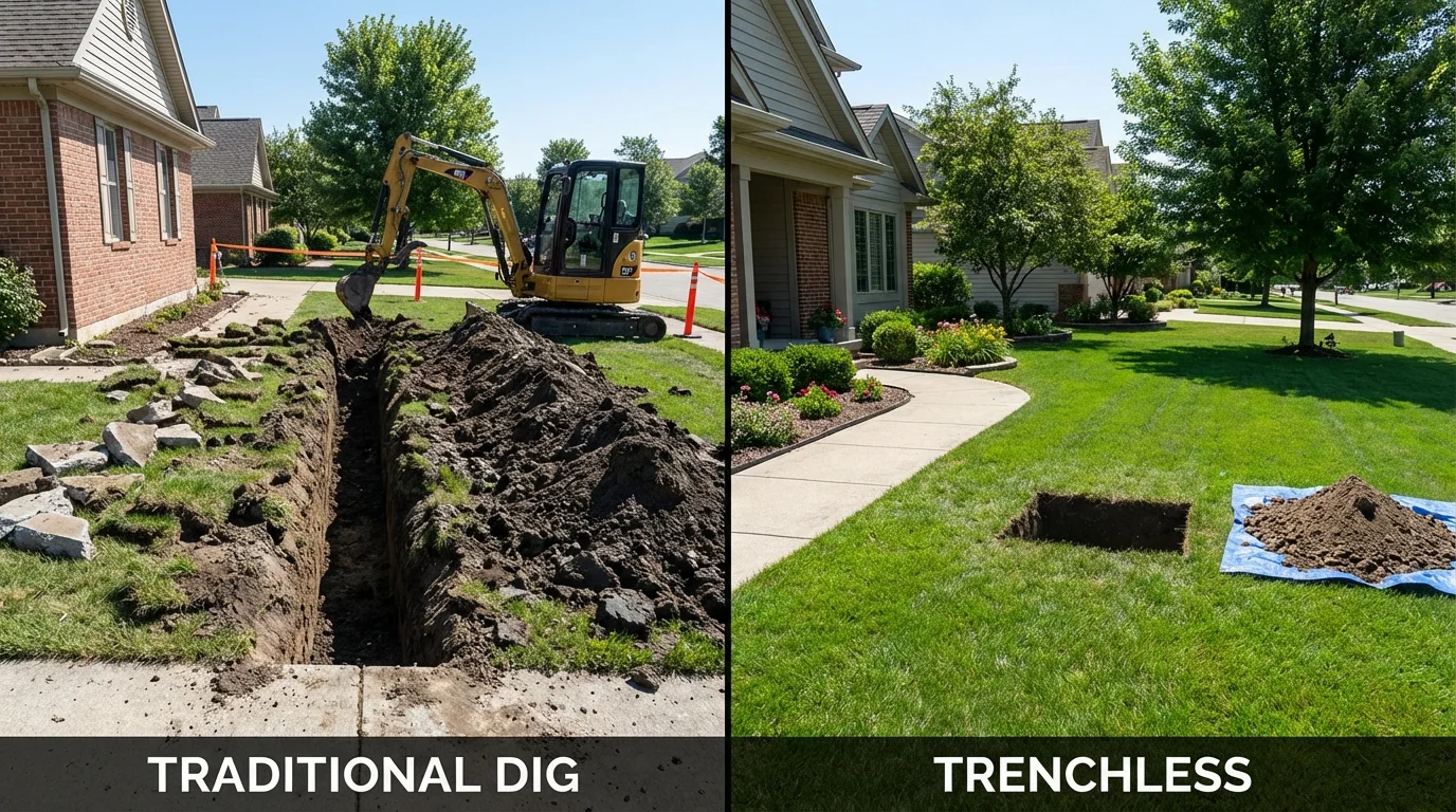 Trenchless sewer repair with minimal yard damage versus traditional excavation in Carson, CA
